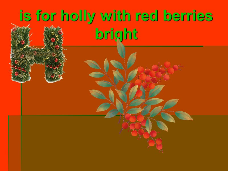 is for holly with red berries bright